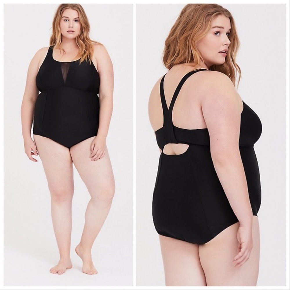 NWT!! Torrid Black Mesh Keyhole One Piece, 4X and 5X. - Picture 2 of 9